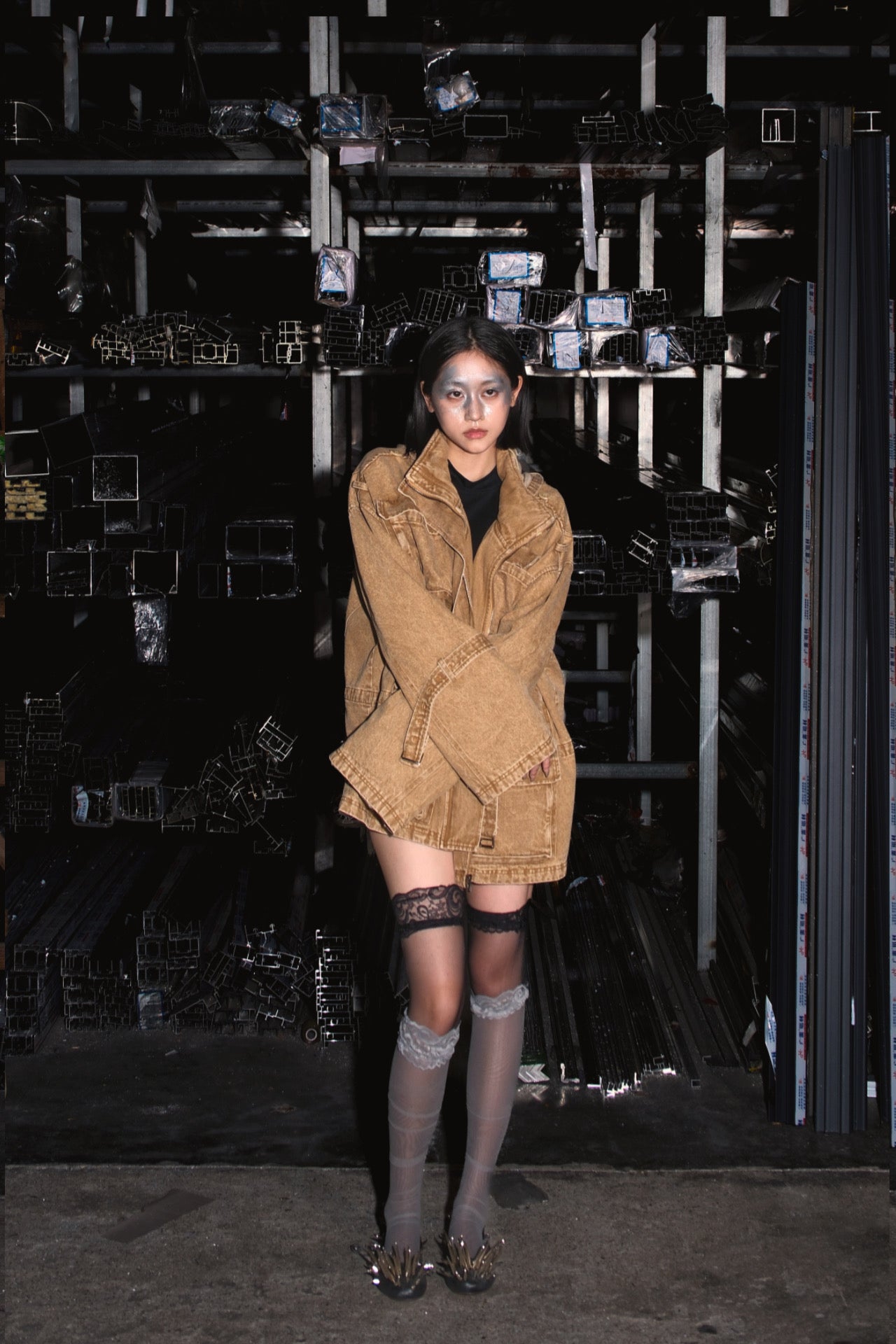 Faded dusk parka coat