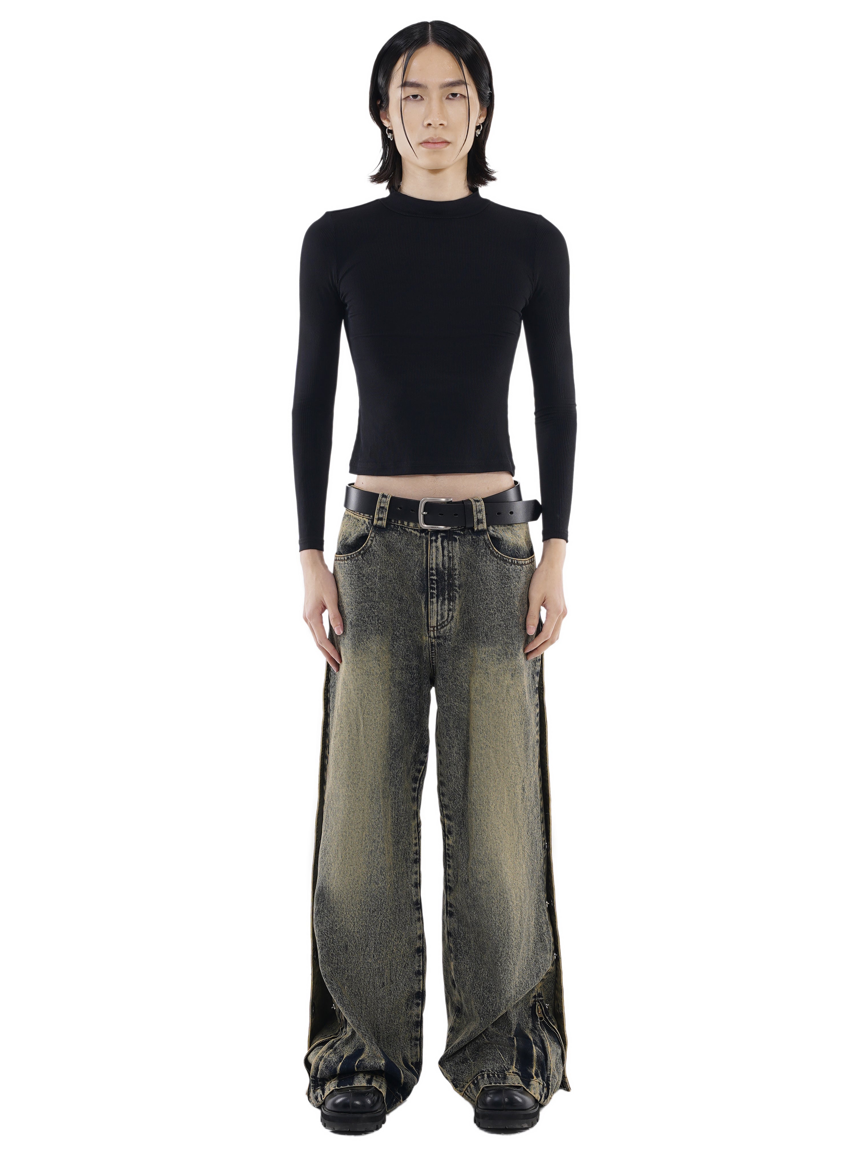パンツ JCAESAR DIRTY DENIMS Jcaesar Coating Dirty Denims | Vintage Wide-Leg Coated Jeans