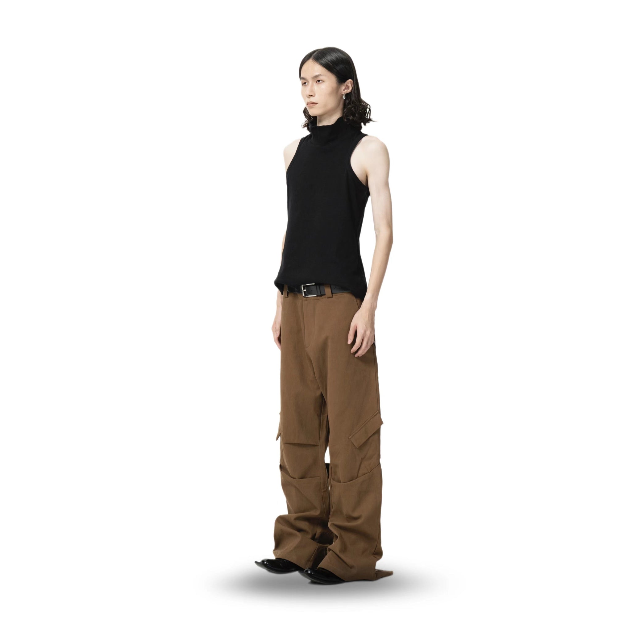 Zip Velcro pants [BLACK,BROWN]