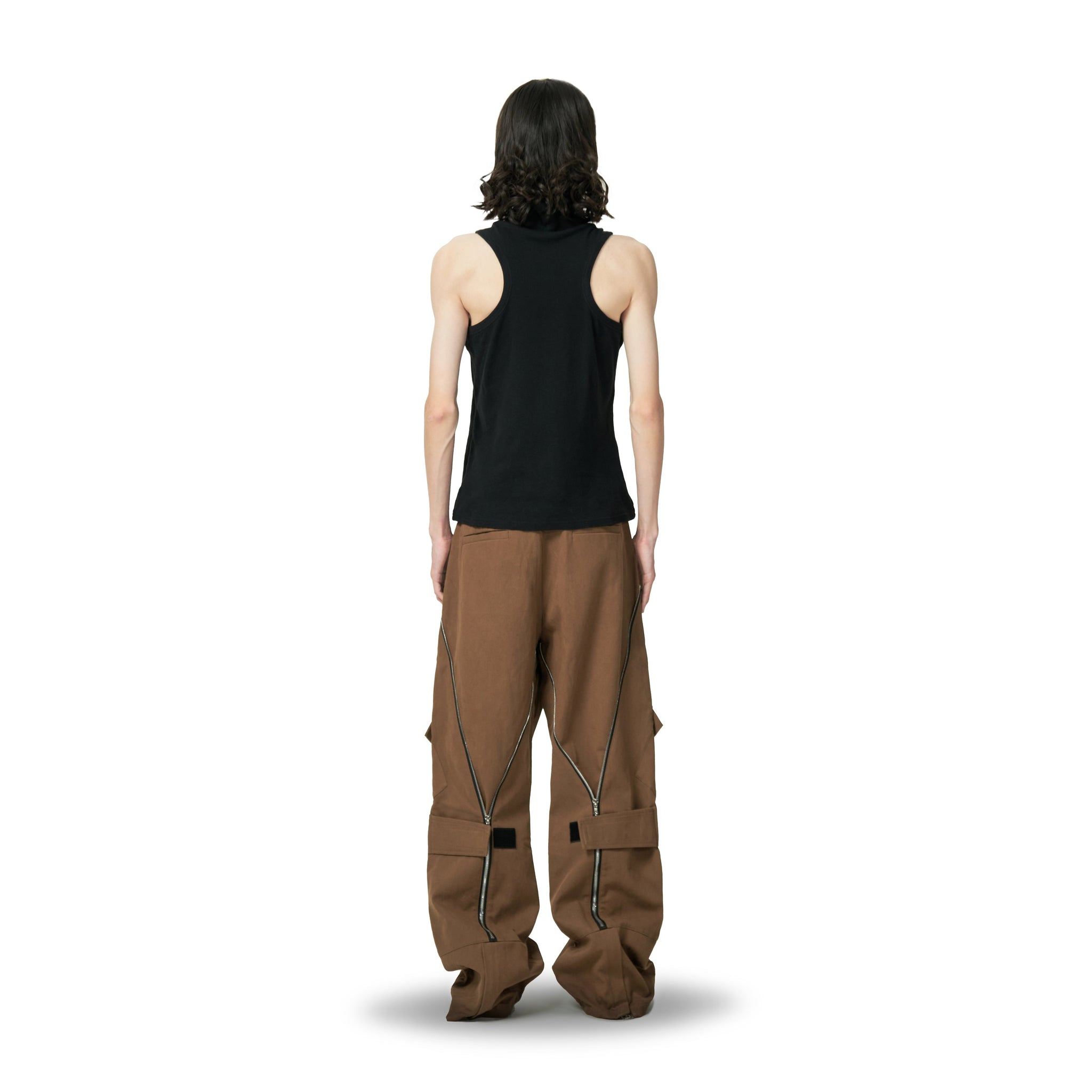 Zip Velcro pants [BLACK,BROWN]