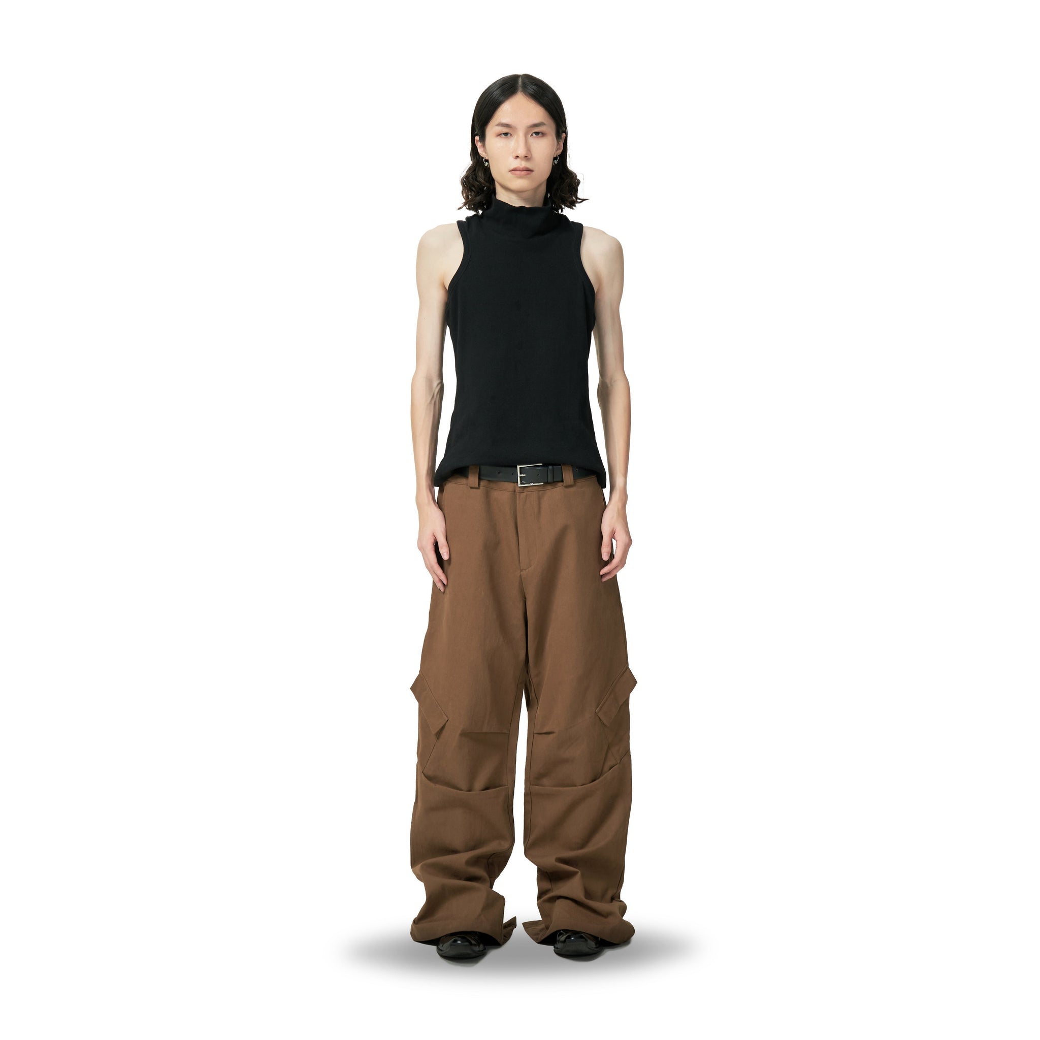 Zip Velcro pants [BLACK,BROWN]