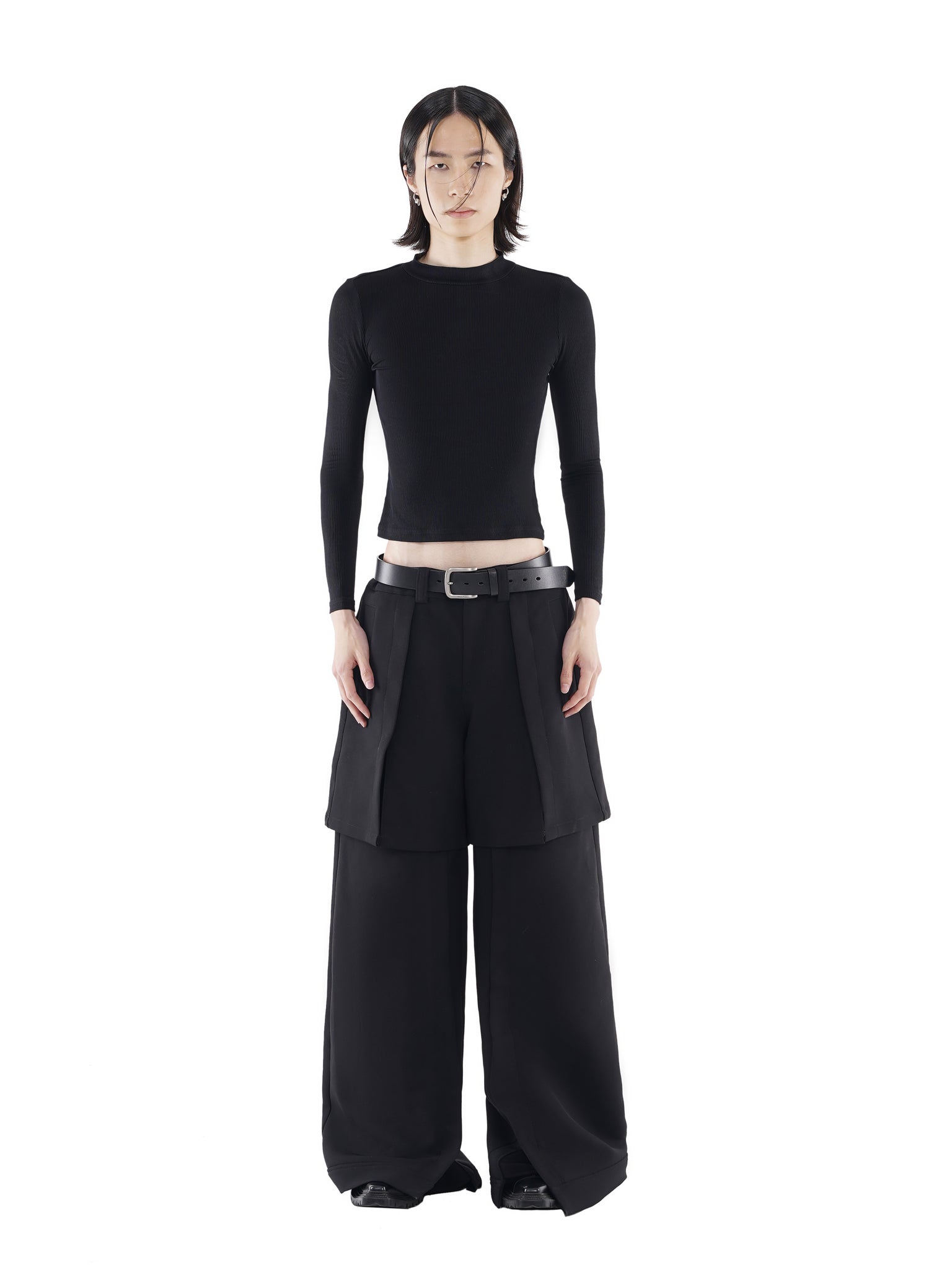 Double layer wide leg pants